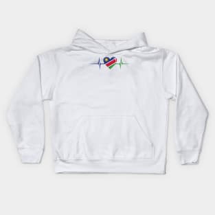 Heartbeat Design Namibian Flag Namibia Kids Hoodie